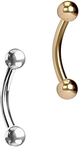 Juego de 2 anillos para ombligo 049onzas 516 pulgadas acero quirúrgico curvado Barbells 0118pulgadas con extremos en bolas 2 piezas Seleccionar
