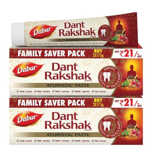 Dabur Dant Rakshak Ayurvedic Toothpaste - 700g (175g x 4) | With Goodness Of 32 Ayurvedic Herbs | Prevents & Calms Gum Pain | Kills Germs | Complete F