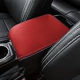 BoxCheer Center Console Cover Suitable for 2016-2023 Toyota Tacoma Anti-Scratch Leather Central Armrest Box Protector Mat Interior Accessories (Red Leather)