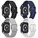 Tobfit 4 Pack Sport Bands Compatible with Apple Watch Band 38mm 42mm 40mm 44mm, Soft Silicone Replacement Band Compatible with Watch Series 5/4/3/2/1 (Black/Gray/White/Navy Blue, 38mm/40mm S/M)