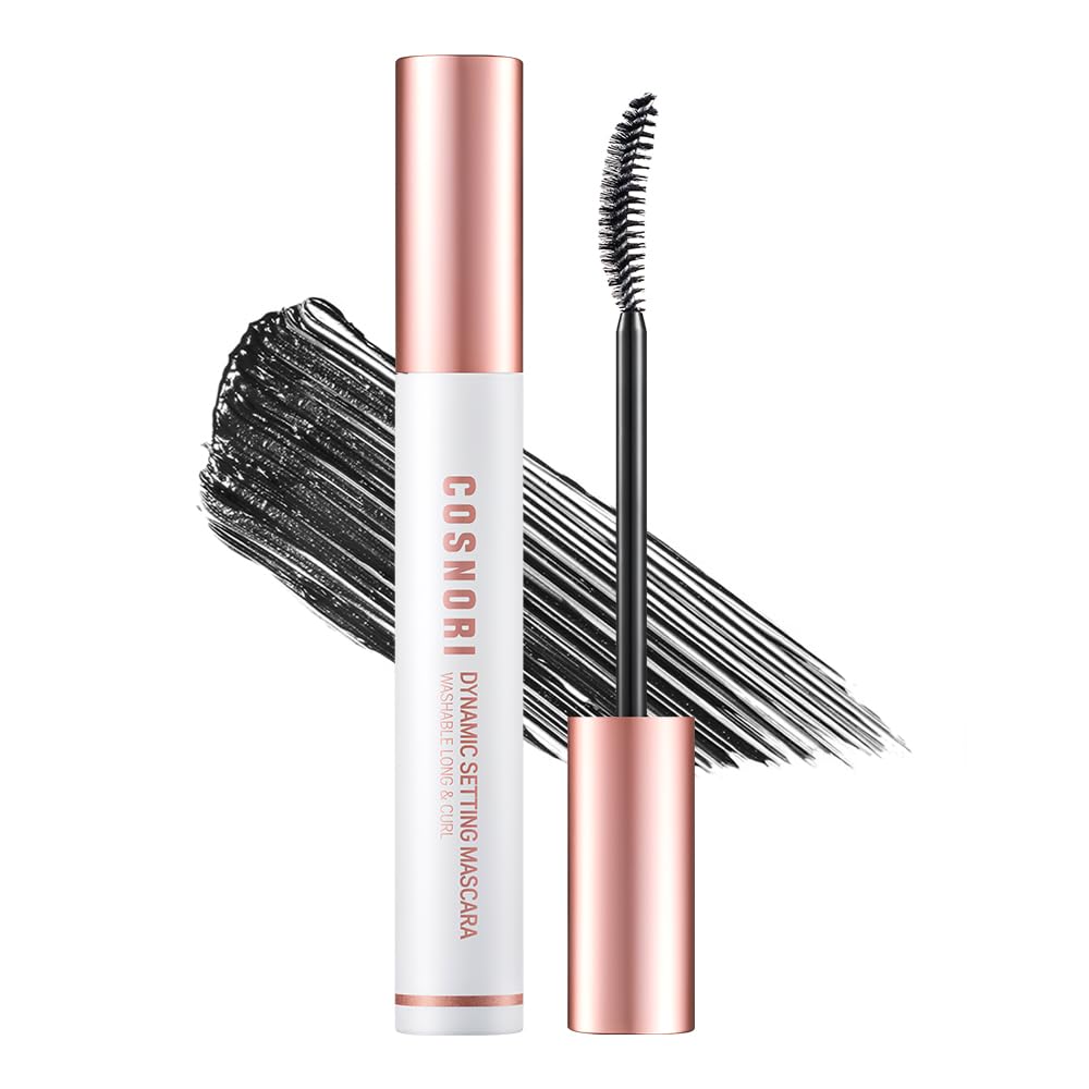 COSNORI Dynamic Setting Washable Mascara Long&Curl 01 Black – Lengthening, Tubing Mascara, Long-Lasting, Silk Amino Acids, Hyaluronic Acid 0.23fl oz (7ml) Black – long&curl