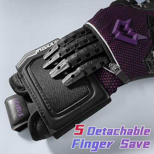 WVVOU Football Goalkeeper Gloves for Adults and Youth High Performance with 5 Detachable Fingersave - Image 3