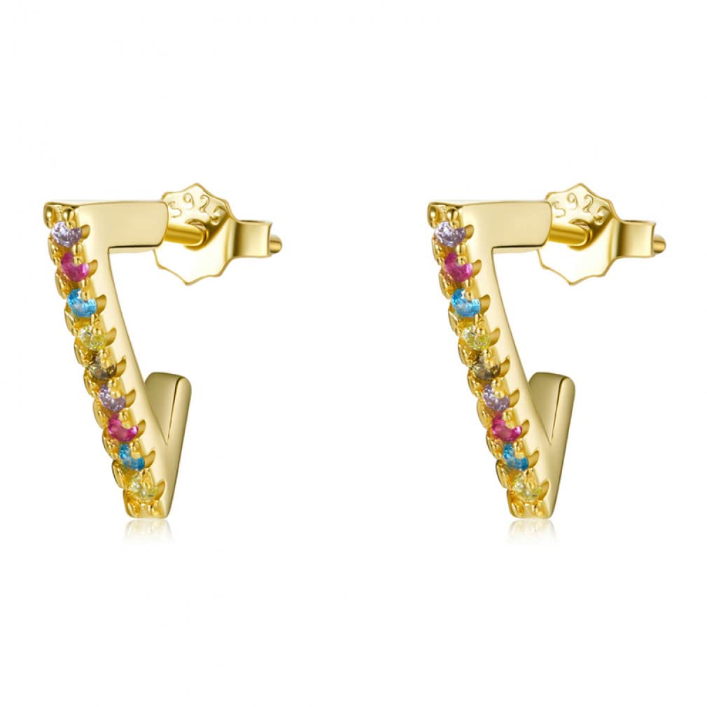 Boucles d'oreilles triangle argent et zircon noir pour soirées