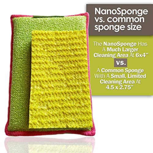 Nano Sponge Cleaning Sponges. Supersized Everyday Heavy Duty Household Kitchen And Dish Sponge. 2 Pack. 6 X 4 #TOP2