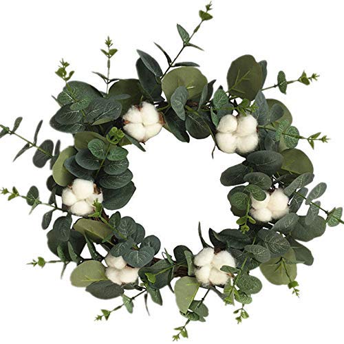 Couronne d'eucalyptus artificiel et coton au réalisme saisissant pour mur et fenêtre