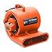 CFM Pro Air Mover Carpet Floor Dryer 3 Speed 1/3 HP Blower Fan with 2 GFCI Outlets - Stackable - Orange - Industrial Water Flood Damage Restoration