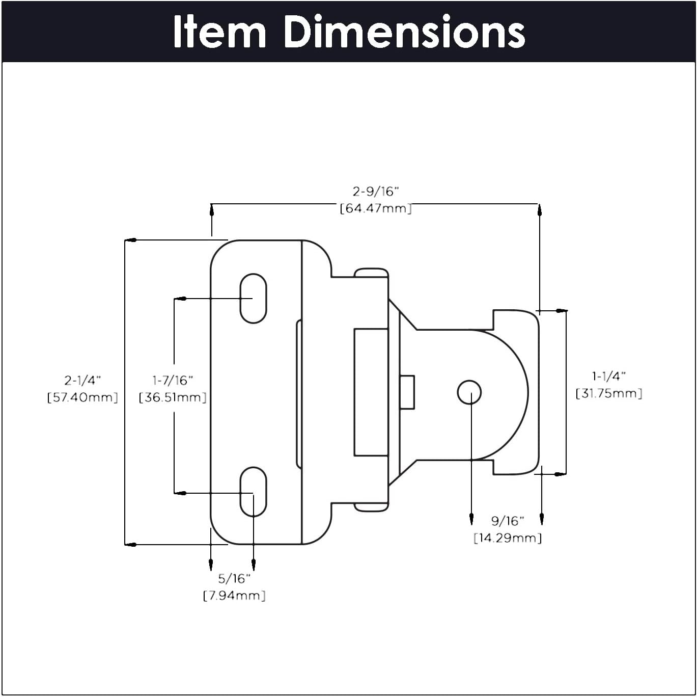Hickory Hardware P5313-BI-10B Single Demountable Hinge - 1/2 Inch Overlay Self Closing Feature with 170° Opening Face Frame | Cabinet Hardware Hinge - Easy Installation Black Iron Finish 10 Pairs