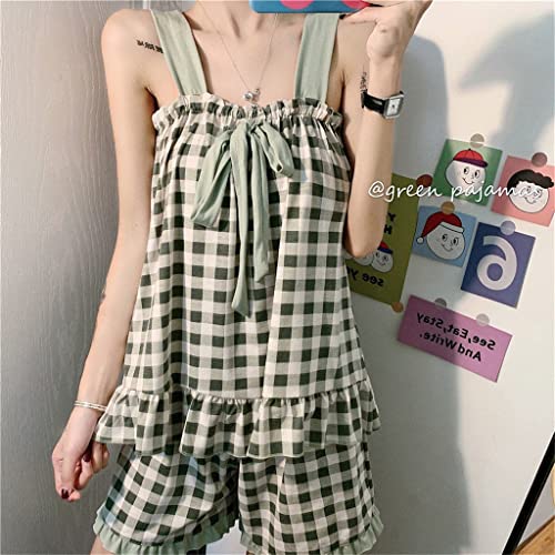 Pyjama à carreaux en coton bio coupe ajustée pour femme LJIANGD