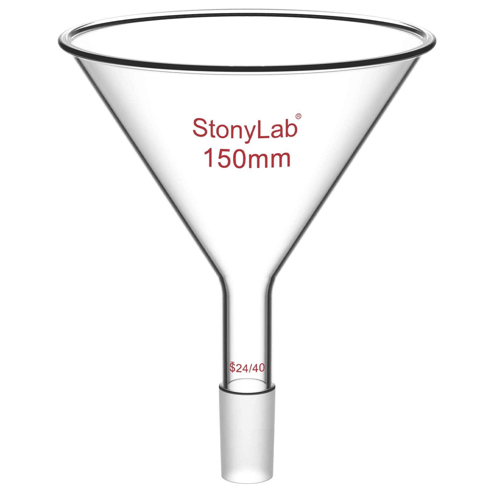 stonylab Entonnoir à Poudre en Verre à Tige Courte avec Diamètre Extérieur Supérieur de 150 mm et Joint Intérieur 24/40, pour Usage en Laboratoire Chimique Uniquement