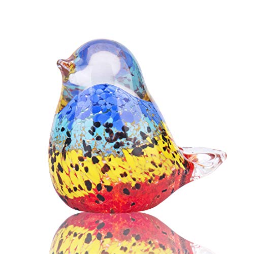 Qfkris Art Glass Bird Figurine Handmade Blown Glass Crystal Paper Weight Christmas Birthday Gift Home Table Ornament Decor (N003) #TOP2