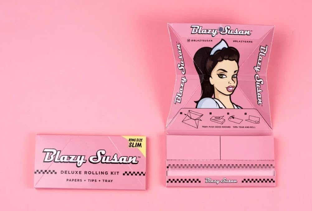 BS King Size Pink Deluxe Rolling Kit Pack (1) - King Size Pink Rolling Papers, Pink Tips, and Tray: Elevate Your Smoking Experience with Style and Convenience! Sold by Swiss+