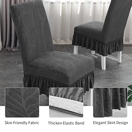Dining Chair Covers With Skirt - Set Of 4 Chair Covers For Dining Room Anti-Dust Removable Kitchen Chair Protector Seat Slipcovers Washable Soft Chair Covers For Dining Room Restaurant Banquet #TOP4