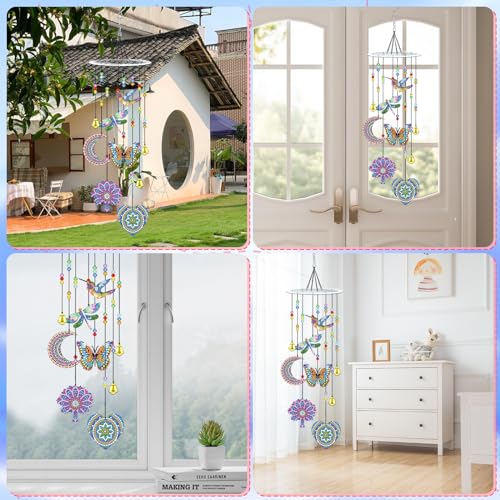 Lxmsja Mandala Diamond Art Painting Wind Chimes for Garden Diy Hanging Crystal Suncatcher - Image 3