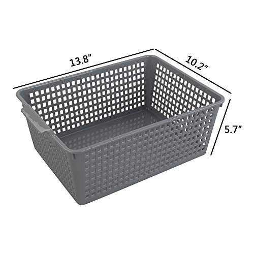 Gloreen Grey Plastic Weave Basket, Multipurpose Storage Basket For Organizer, 3 Packs #TOP1