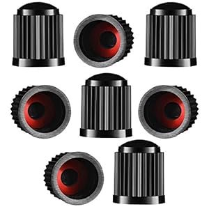 8pcs Tyre Valve Caps, Plastic Car Tire Stem Dust Covers with Seal Ring for SUV, Motorbike, Trucks, Bike, Bicycle, Black
