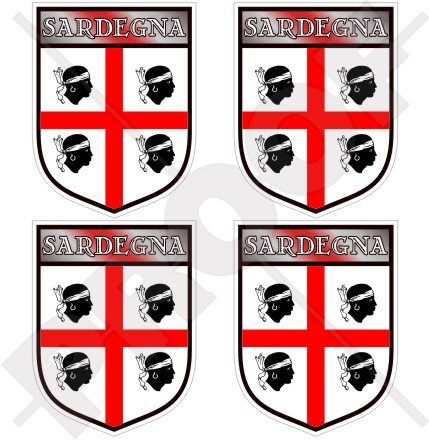 Drapeau Autocollant StickersWorld Autocollant Drapeau De La Sardaigne (Italie) - 100mm - Vinyle Durable - Lot De 1 2 Autocollants Bonus - StickersWorld Drapeau Sarde Autocollant D&eacute;coration