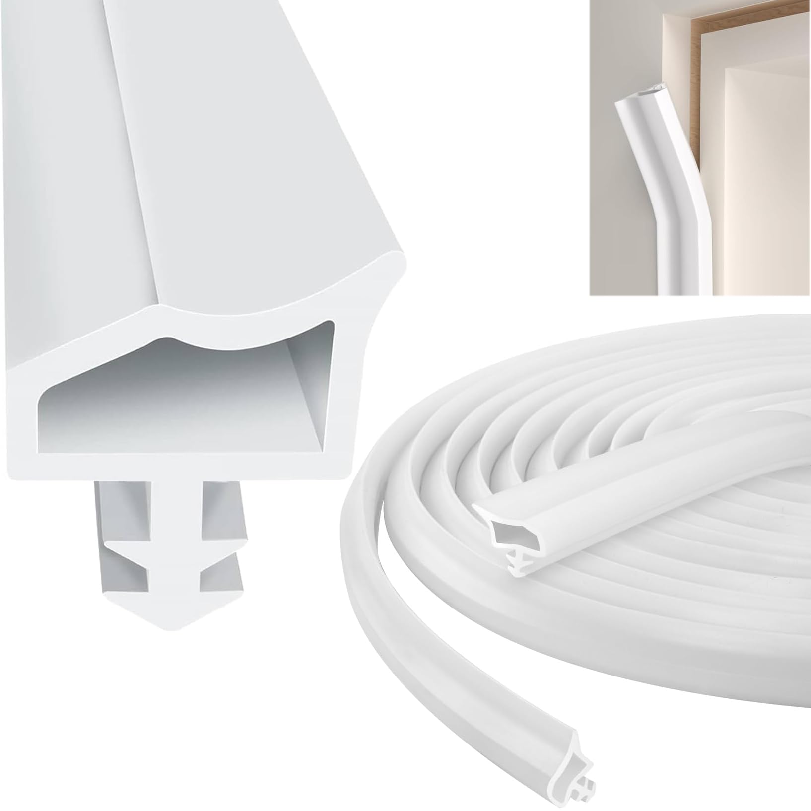 10m Weiß Türdichtung, Türrahmen Dichtung für Schallschutz, Zugluftstopper und Türdichtungen für Feuchtigkeitsbest Schalldämmung Kollisionsvermeidung (10M)