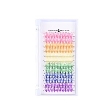 3D Colored Lash Clusters 20P 120 Pcs Hot Melt 6 Vibrant Color 14-16mm 3D Curly Thin Stem Individual Lashes DIY Eyelash Extensions for Stage & Party Makeup Reusable Wholesale LASGOOS