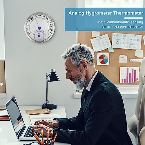 Analoges Hygrometer und Thermometer-Zifferblatt | Temperatur- und Luftfeuchtigkeitsmesser, 2-in-1-Wetterzifferblatt aus Metall,Wasserdichte Metall-Hygrometer-Thermometer für Garten, Küche und Kirdume – Bild 3