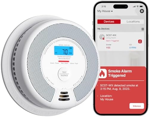 X-Sense Smart Smoke and Carbon Monoxide Detector Wi-Fi with Replaceable Battery, Compatible with X-Sense Home Security App, SC07-WX, 1 Pack