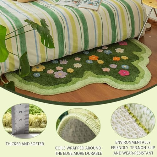 Tapete decorativo verde con diseño de musgo y patrón floral miniatura 4