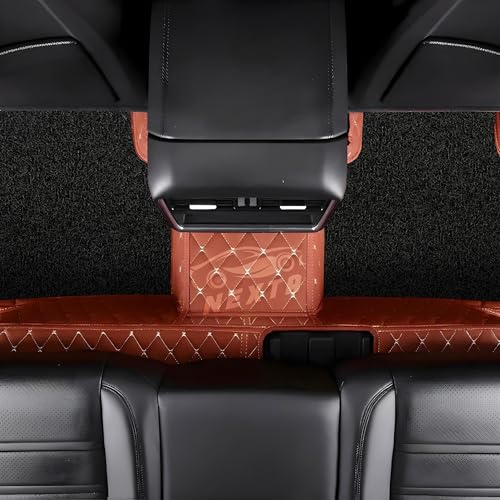 Image of NEXTA Premium Nappa Luxury Leather with Grass Mat Complete Set || 100% Waterproof and Washable||7D Cars Floor Mats for VinFast VF MPV 7-7 Seater (All 3 Rows) | Color : (Tan & Black)