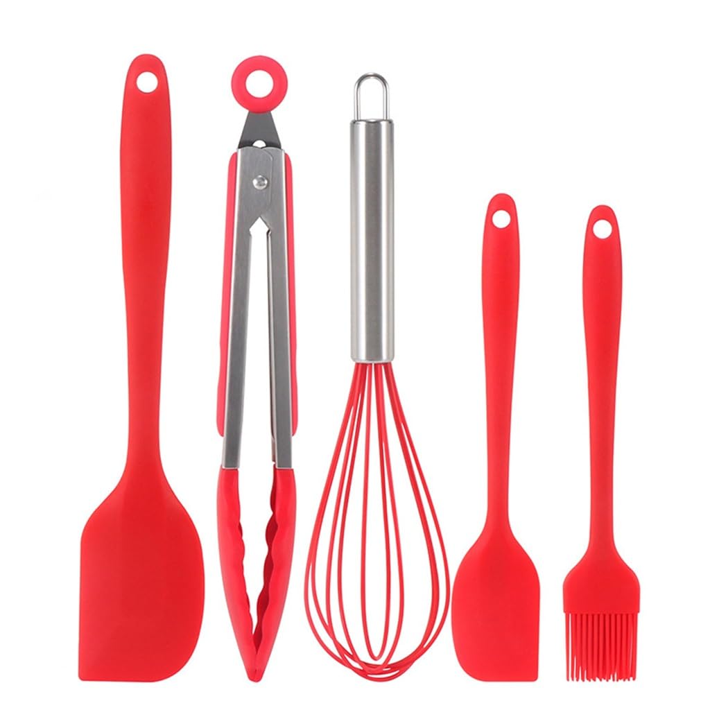 Ensemble De Spatules Résistantes Aux Hautes Températures, Outils De Cuisson, Cinq Pièces, Clip Alimentaire, Brosse À Huile, Fouet, Ustensiles De Cuisine