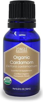 Organic, Cardamom Essential Oil, Food Grade 100% Pure, Cardamom Oil, by Zongle Therapeutics, 15 ML