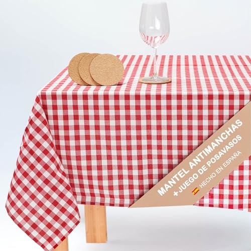 Jarapa Home Mantel Antimanchas Hule Mesa Rectangular Repele Líquidos y Manchas. Tela Resinada Suave de Algodón - Mantel Rectangular