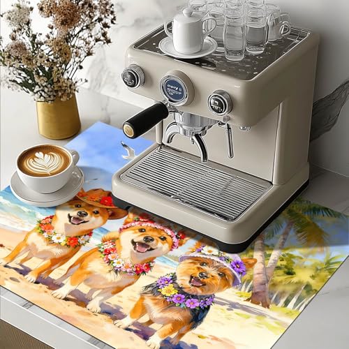 Image of HOMETITUTE Summer Stove Top Cover 28x20 Beach Dogs Heat Resistant Protector