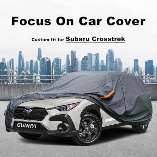 Image of GUNHYI Premium Car Cover Custom Fit Subaru CrossTrek /XV CrossTrek (2012-2026), 16 Layers Heavy Duty Car Cover Waterproof All Weather with Zipper Door for Sun Rain Snow Dust Uv Protection