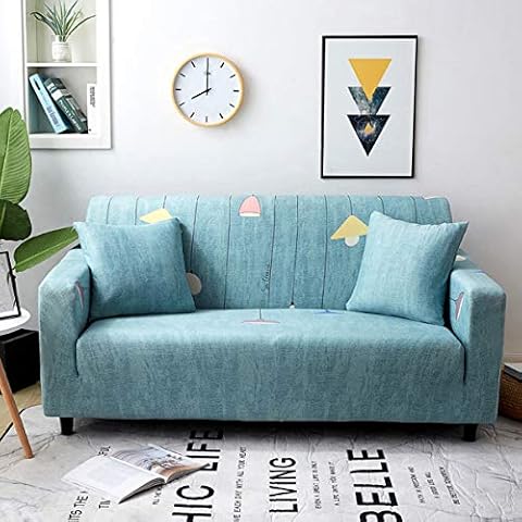Stretch Sofa Covers - Anti-Skid Elastic Sofa Slipcover Anti-Slip Foam - Furniture Pet Dog Cat Cover/Protector for Armchair Couch Living Room & 2 Pillow Cases (145-185cm(2 Seater), Leisure time) Cover