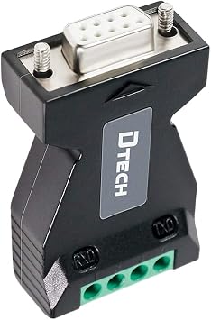 DTECH RS232 to RS485 Converter Serial Adapter with 4 Position Terminal Block for Long Haul Data Communication Supports 600W Anti-Surge