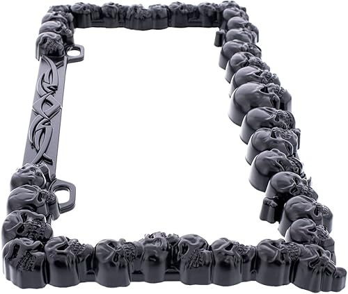 Miniatura 4 de United Pacific Soporte universal de metal fundido a presión, marco de placa de calavera negra para automóviles, camiones, caravanas, accesorios
