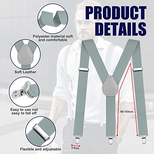 Image of Aomig Men's Adjustable Wide Braces, Extra Wide X Braces for Men, Braces for Men with Very Strong 4 Clips - 3.5 cm