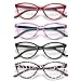 JAWSOCK 4 Pack Reading Glasses Blue Light Blocking for Women,Designer Cat Eye Frame Ladies Computer Readers,Anti Glare/UV Ray Eyeglasses 4.0