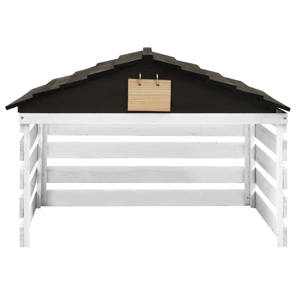 vidaXL Garage de Tondeuse à Gazon Robotique Abri de Tondeuse Housse pour Tondeuse à Gazon Protection Extérieur Noir et Blanc 78x74x54 cm Bois de Sapin