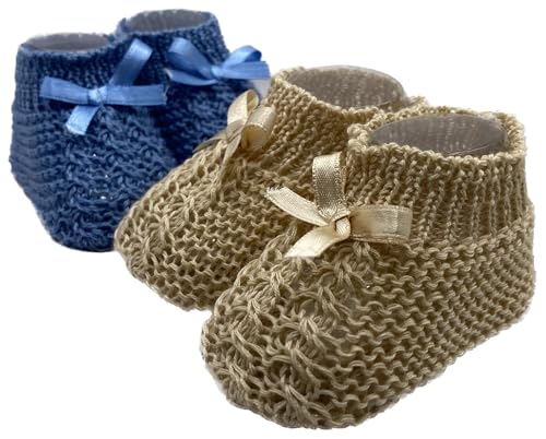 trookee Patucos Bebe Recien Nacido (Beige y Azul, 0-6 Meses, Sistema tallas calzado EU, Bebé, Edad, mediano, 0 meses)