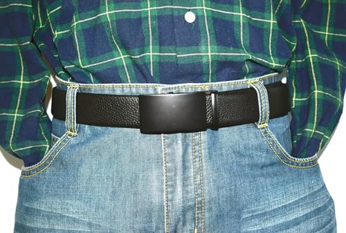 Lychee Pattern Genuine Cow Leather Belts With Automatic Ratchet Buckle,Classic and Retro Fashion Designs 105-130CM4