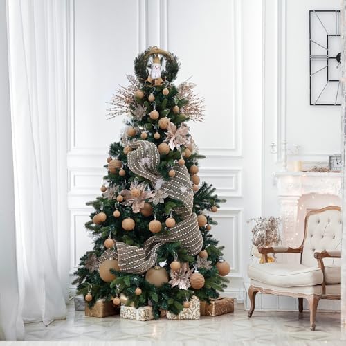 24 Pack Christmas Tree Ornaments - Artificial Flowers Glitter Berry Stems Christmas Floral Picks Branches for Xmas Tree Decorations Vase Filler Holiday Wedding Party Home Decor (Champagne) - image 7