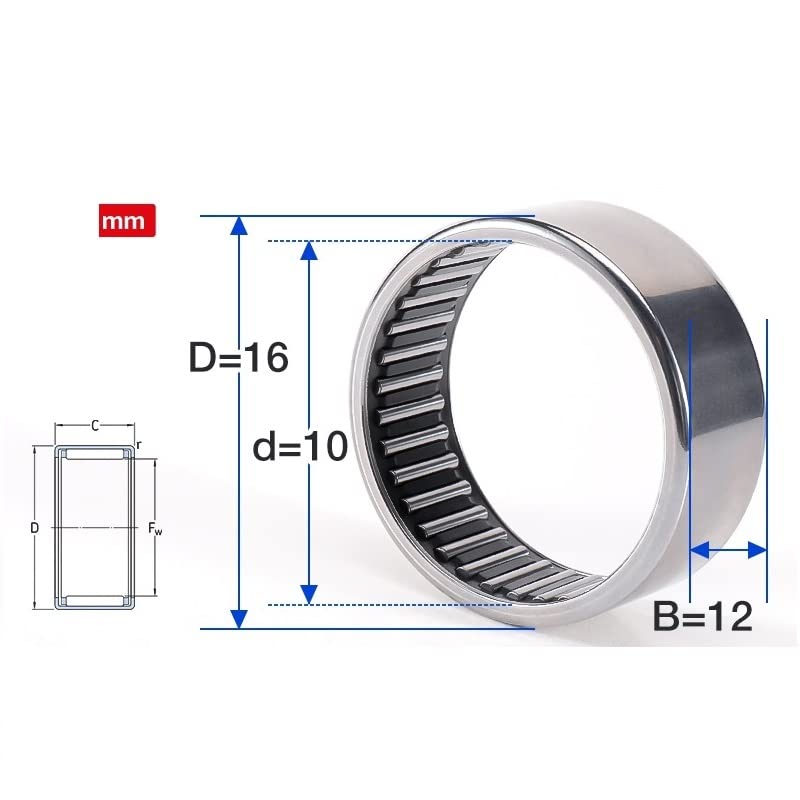 KOVNOVI 2PCS Needle Roller Bearing HK1012 1015 1208 1210 1212 1214 1216 1309 1310 Bearings (Color : HK101612 10x16x12mm)