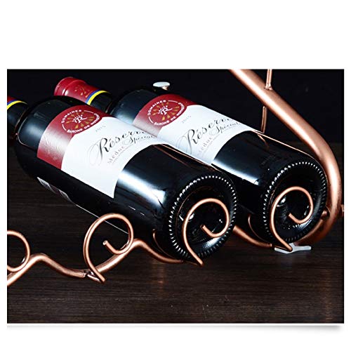 Soporte de vino de metal para 4 botellas con almacenamiento miniatura 5