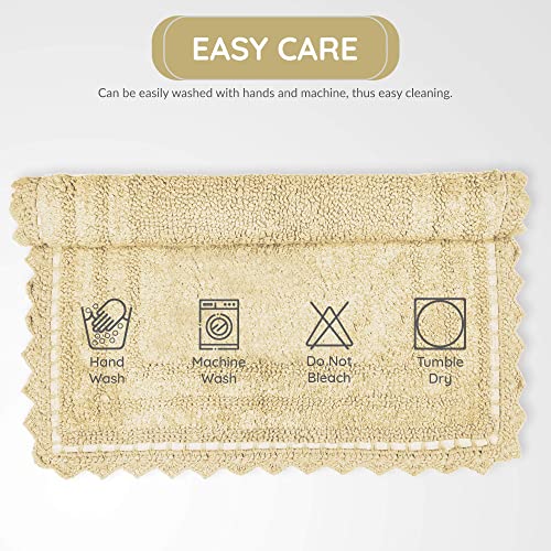 RAJRANG Pale Banana Crochet Cotton Bath Rug - 24 Inches Soft Absorbent Square Bath Mat for Bathroom Farmhouse Hotel Restaurant