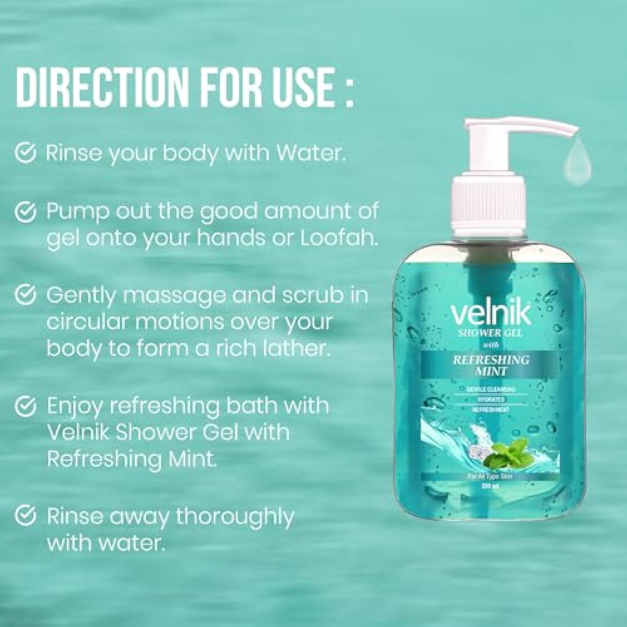 Refreshing Mint Body Wash for Women & Men, Gentle Cleansing
