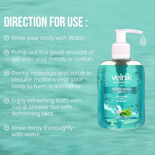 Image of Shower Gel With Refreshing Mint Gentle Cleansing Hydrates Refreshment Skin Body Wash for Women & Men with Skin Conditioners for Radiant Glow & Moisturised - 250ml - Pack Of 3