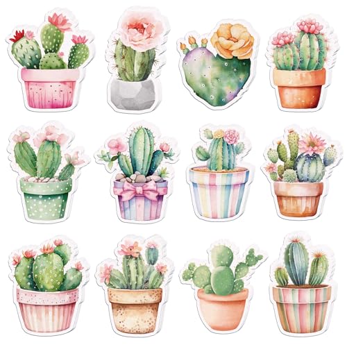 サボテンデザインのイラスト入り付箋12パック、かわいい動物デザインの自己粘着式付箋240枚、学生用、在宅オフィス用、ルームメイトへのギフトラベル用消耗品