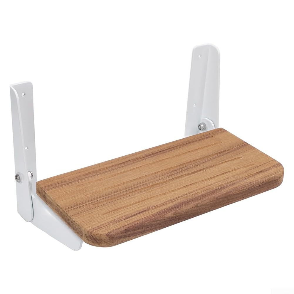 Reposapiés plegable hecho de madera de teca maciza y aleación de aluminio para mayor comodidad del operador en el timón de cualquier barco o yate con estilo moderno, 305 x 158 mm