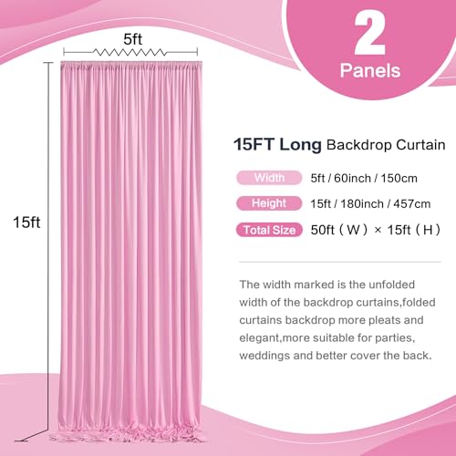 Cortina de fondo rosa para fiestas 10ftx15ft sin arrugas miniatura 5