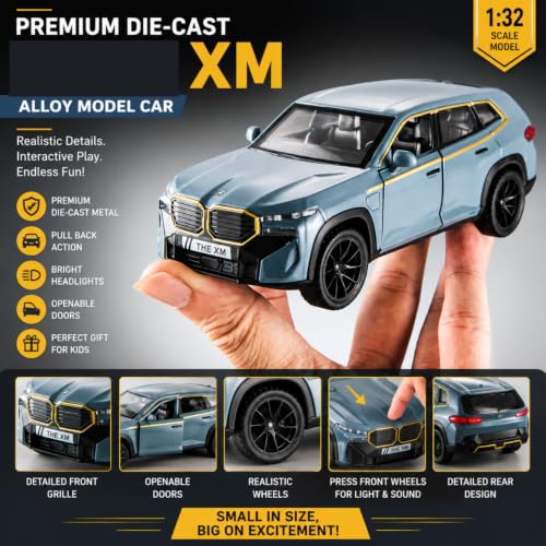 Image of Mashes BMW XM SUV Car 1:32 Scale Model Car Exclusive Alloy Metal Pull Back Die-cast Diecast Metal Pullback Toy Openable Doors & Light Music Best Gifts Toys Kids【Colors as Per Stock】