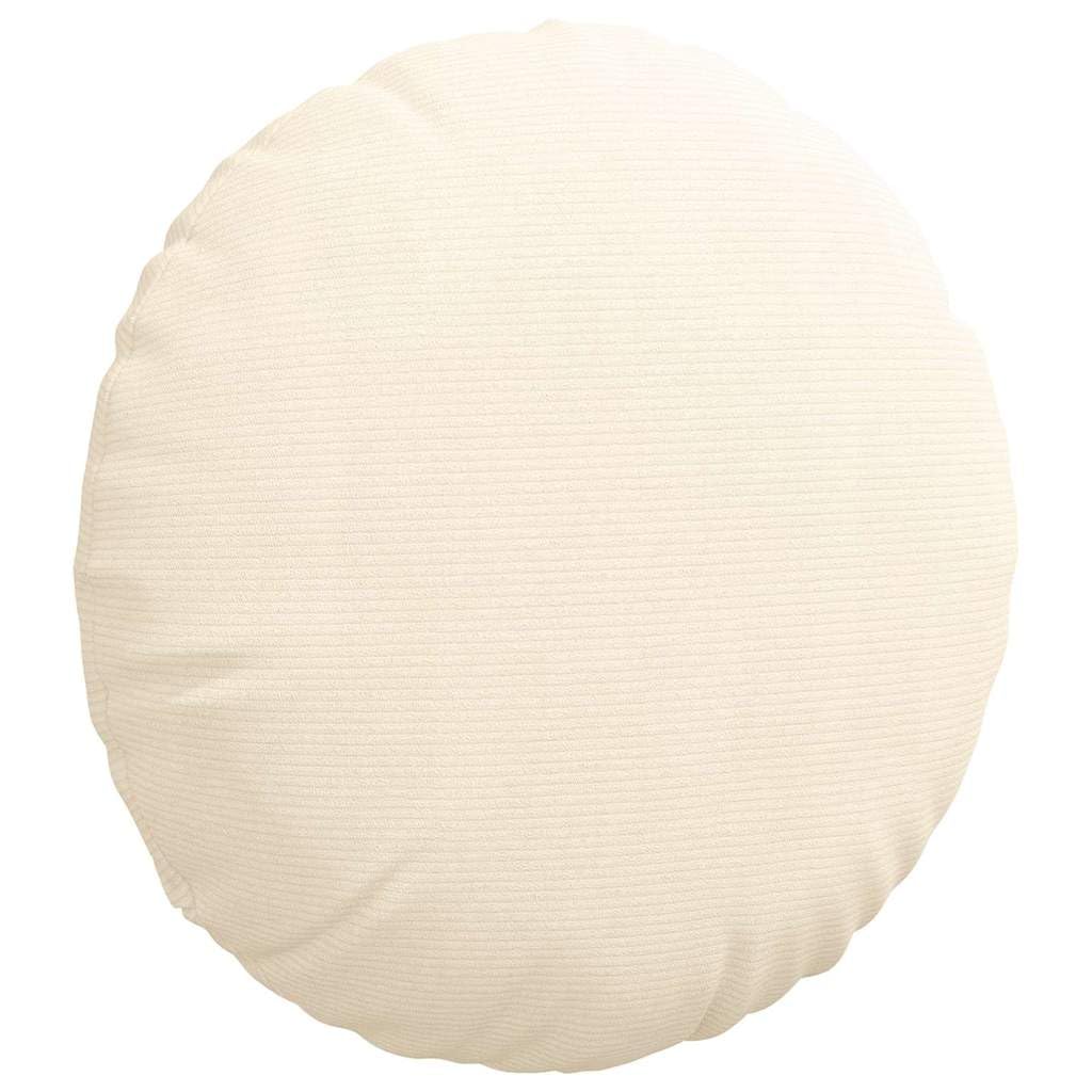 Juego de 2 cojines redondos de 80 cm de diámetro, color crema, de pana suave, aspecto de terciopelo, para salón y dormitorio, cómodos cojines con cremallera, 29 cm de alto
